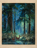 GARÉ BARKS ORIGINAL "BLUE FOREST" NATURE/WILDLIFE PAINTING.