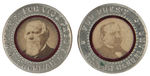 CLEVELAND AND THURMAN PAIR OF MATCHING 1888 LAPEL STUDS WITH METALLIC COLOR ACCENTS.