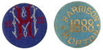 HARRISON GROUP OF SEVEN FABRIC COVERED 1888 LAPEL STUDS.