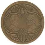 “CLEVELAND/HENDRICKS” TRIO OF 1884 JUGATE CAMPAIGN TOKENS.