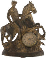 THEODORE ROOSEVELT AS ROUGH RIDER 1899 CAST IRON TABLE CLOCK.