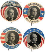 BRYAN FOUR GRAPHIC MATCHING DESIGN 1908 PORTRAIT BUTTONS.