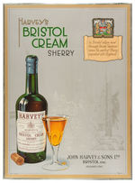 "HARVEY'S BRISTOL CREAM SHERRY" TIN SIGN OVER CARDBOARD.