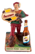 “FALSTAFF BEER” MAN FIGURAL DISPLAY WITH SAMPLE BOTTLE.