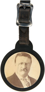 THEODORE ROOSEVELT PAIR OF CELLULOIDS ON FIBER BOARD WATCH FOBS.