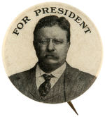 “FOR PRESIDENT” ROOSEVELT SCARCE PORTRAIT BUTTON FROM 1912.