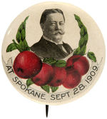 TAFT SCARCE BUTTON FOR SINGLE DAY 1909 EVENT IN SPOKANE.