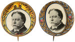 TAFT 1912 MATCHING PORTRAIT BUTTONS WITH ORNATE RIM DESIGNS, ONE POSITIONED UPSIDE DOWN.