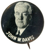 “JOHN W. DAVIS” LITHO TIN 1924 PORTRAIT BUTTON.