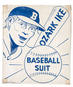 "OZARK IKE" BOXED BASEBALL SUIT AND BAT.