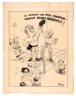 FDR POST 1940 ELECTION LARGE EDITORIAL CARTOON ORIGINAL ART.