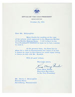 NIXON LETTER TO YORK NEWSMAN FRIEND ON VP STATIONERY PLUS 3 NIXON’S SEC. LETTERS.