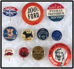 FORD GROUP OF TEN CAR BUTTONS PLUS ONE MERCURY.