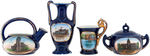 “CALIFORNIA” AND “COLORADO” COBALT BLUE EIGHT PIECE SOUVENIR CHINA COLLECTION.