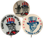 UNCLE SAM THREE PRE PEARL HARBOR BUTTONS c.1940.