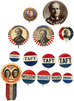 LINCOLN/TR, BRYAN, TAFT, WILSON, HUGHES CLEAN GROUP OF 14 BUTTONS.