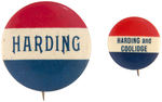 “HARDING” AND “HARDING AND COOLIDGE” PAIR OF SCARCE 1920 NAME BUTTONS.