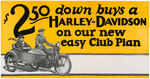 "HARLEY-DAVIDSON" 1924 DOWN PAYMENT ADVERTISING SIGN.