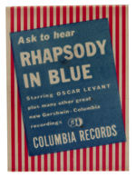 "COLUMBIA RECORDS/ASK TO HEAR RHAPSODY IN BLUE STARRING OSCAR LEVANT" CELLO BADGE.