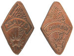 “DAVIS” AND “COOLIDGE” MATCHED PAIR OF COPPER LUSTER SHOOTING STAR NAME PINS.