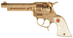 HUBLEY "TEXAN GOLD PLATED DELUXE" BOXED CAP PISTOL.