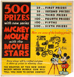 "MICKEY MOUSE WITH THE MOVIE STARS" VERY RARE STORE SIGN.
