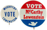 EUGENE McCARTHY AND ALLARD LOWENSTEIN NEW YORK COATTAIL BUTTON PAIR.