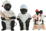 BLACK AMERICANA CHILDREN ON POTTIES GERMAN BISQUE FIGURE TRIO.