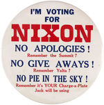 ANTI-JFK/PRO-NIXON 6" BUTTON FROM 1960.