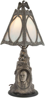 SUPERB WILSON WWI SLAG GLASS LAMP FEATURING DOUGHBOYS.