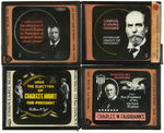 FOUR CHARLES E. HUGHES GLASS MAGIC LANTERN SLIDES INCLUDING SUPPORTERS ROOSEVELT AND TAFT.