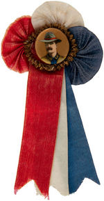 THEODORE ROOSEVELT CHOICE COLOR 1900 STICKPIN WITH RIBBON ACCENT.