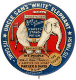 PARKER “WHITE ELEPHANT” CLASSIC 1904 CARTOON BUTTON.