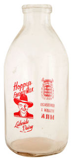 HOPALONG CASSIDY “HOPPY’S FAVORITE MILK” HALF GALLON BOTTLE.