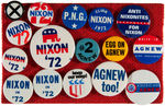 NIXON 1972 ERA COLLECTION OF APPROXIMATELY 140 BUTTONS AND PINS.