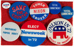 NIXON 1972 ERA COLLECTION OF APPROXIMATELY 140 BUTTONS AND PINS.