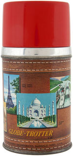 "GLOBE-TROTTER" DOMED METAL LUNCHBOX WITH THERMOS.