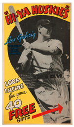 LOU GEHRIG "HI-YA HUSKIES" RARE CEREAL PREMIUMS OFFER FOLDER.