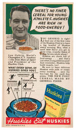 LOU GEHRIG "HI-YA HUSKIES" RARE CEREAL PREMIUMS OFFER FOLDER.