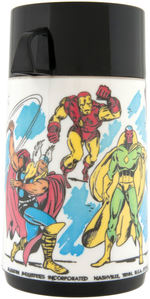 "MARVEL COMICS' SUPER HEROES" UNUSED METAL LUNCHBOX WITH THERMOS.