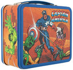 "CAPTAIN AMERICA, SPIDER-MAN AND THE HULK" UNUSED METAL LUNCHBOX WITH THERMOS.