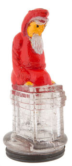 SANTA GLASS FIGURAL CANDY CONTAINER.