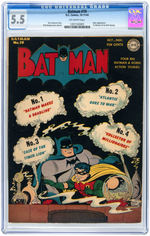 "BATMAN" #19 OCTOBER-NOVEMBER 1943 CGC 5.5 FINE-.