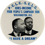 KING/ABERNATHY 3.5” JUGATE FOR “POOR PEOPLE’S CAMPAIGN 1968 WASHINGTON D.C.”