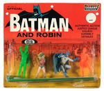 "IDEAL OFFICIAL BATMAN AND ROBIN" FIGURES ON CARD.