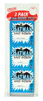 "BATMAN AND ROBIN" 8mm MOVIE FILM REEL TRIO ON CARD.