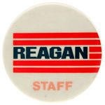 REAGAN MATCHING PAIR OF "STAFF" AND "PRESS" BUTTONS.