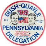 BUSH PAIR OF PENNSYLVANIA DELEGATION SERIALLY NUMBERED BUTTONS FROM 1988 AND 1992.