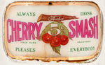 "CHERRY SMASH" LABEL UNDER GLASS FOUNTAIN BOTTLE.