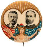 MISS LIBERTY AND FLAG SUPPORTING JUGATE PHOTOS OF ROOSEVELT AND FAIRBANKS HAKE #19.